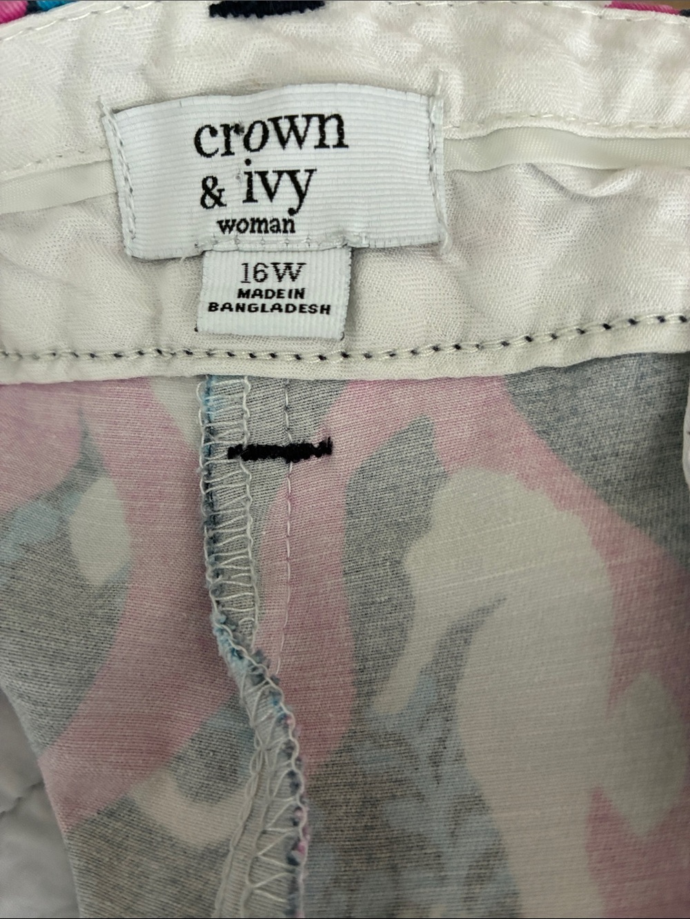 crown & ivy Shorts Seahorse Chino Cotton SZ 16W Pink Blue White - Picture 6 of 6